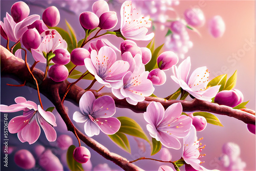 Cherry tree in full bloom w...