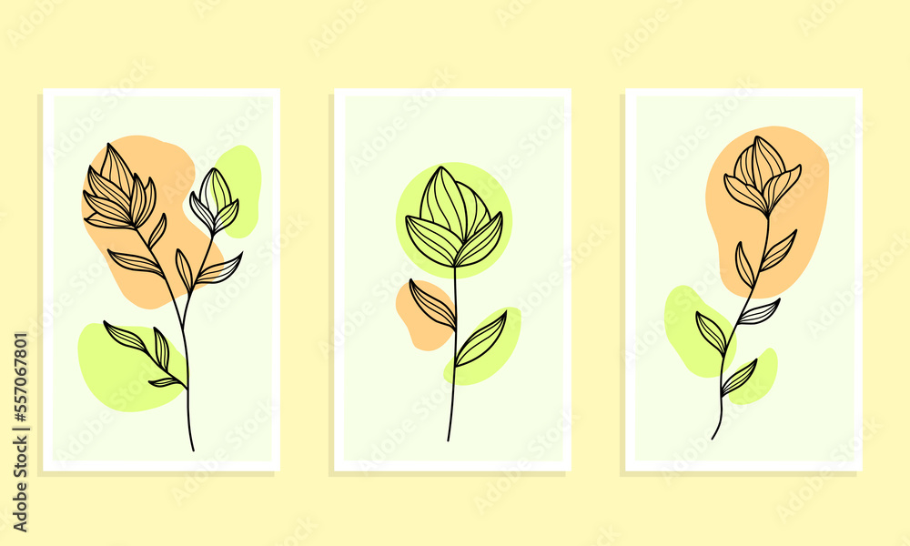 graphic vector illustration of trendy floral plant botanical template design in boho style