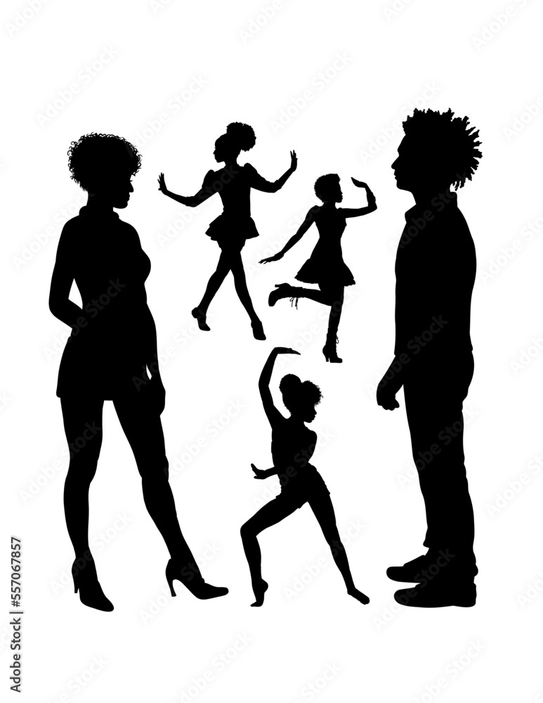 Obraz premium Afro male and female action silhouette