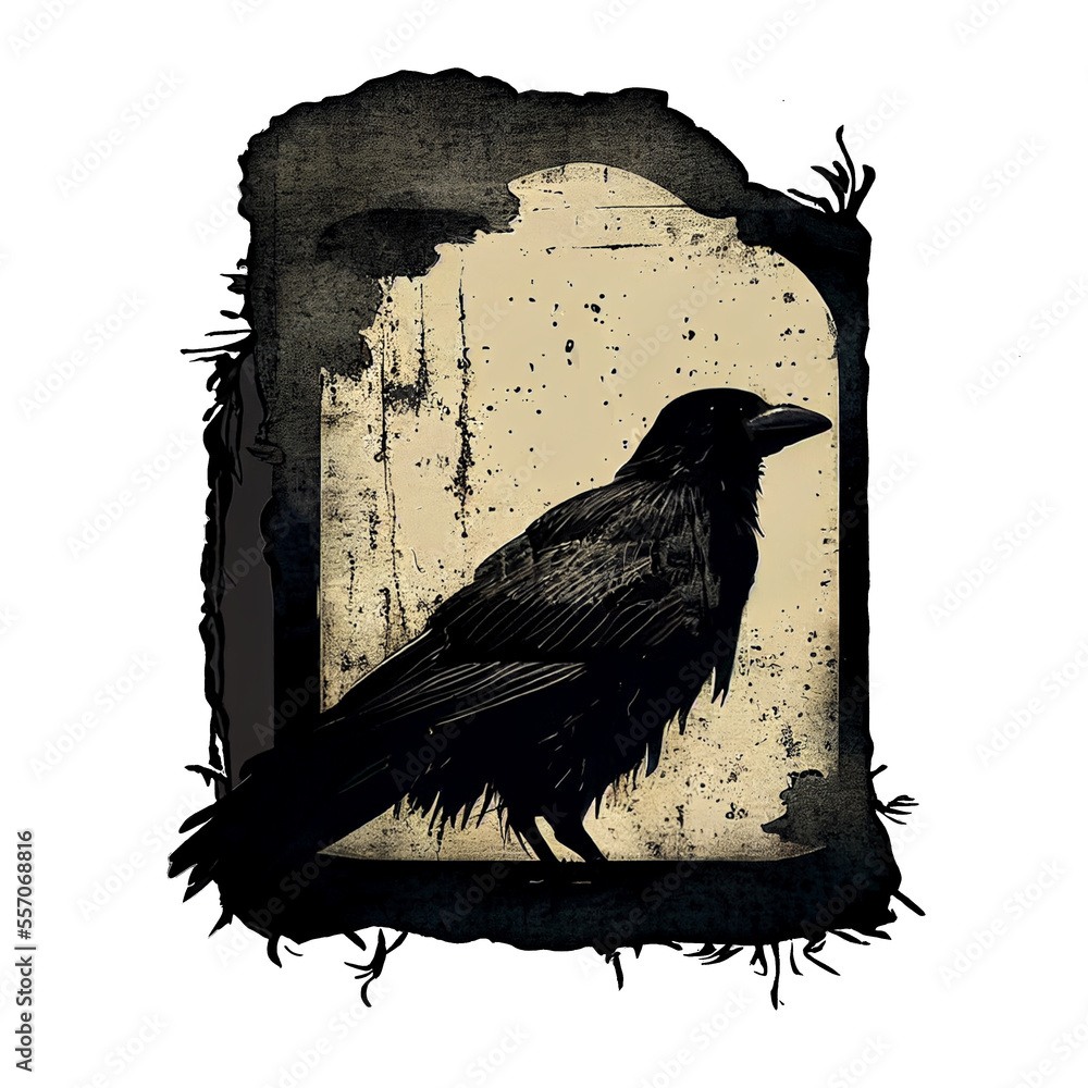 Poe's raven transparent background, blackbird, crow moody dark emo