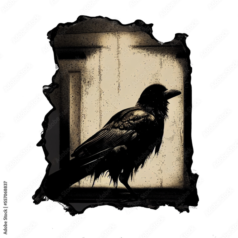 Poe's raven, blackbird, crow, poetic moody dark emo raven, creepy dirty