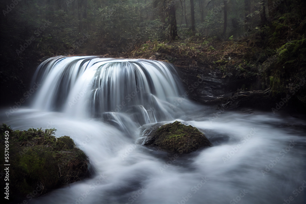 Fototapeta premium waterfall in the forest with long exposure