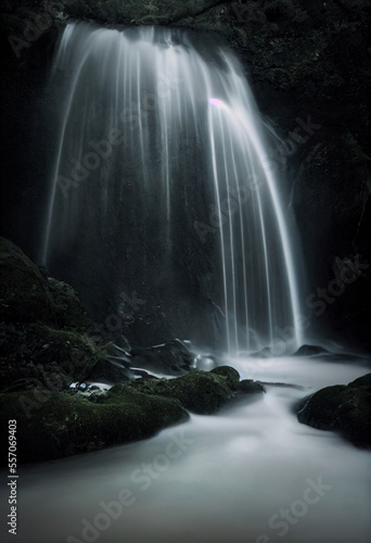 waterfall in the mountains with long exposure