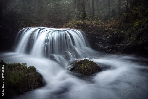 waterfall in the forest with long exposure