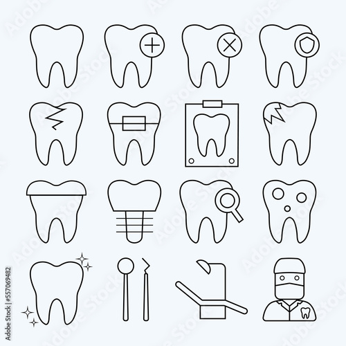 Dental care line icon set. Dentistry vector collection.
