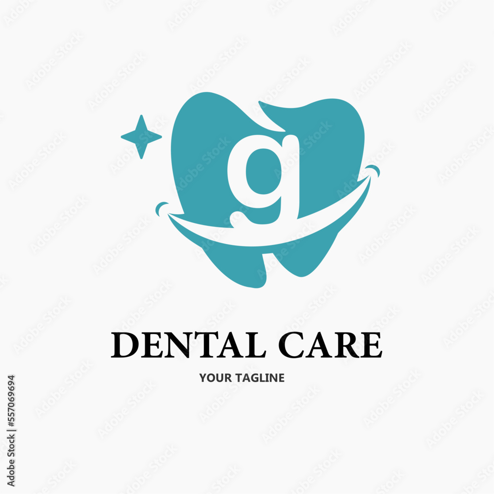 Obraz premium Initial Letter eg with Tooth and Smile Icon for Dental Health Care and Dental Clinic, Dentistry Business Logo Idea Template