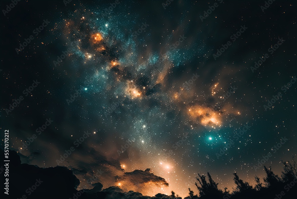 A group of stars in the night sky. Art. Generative AI.