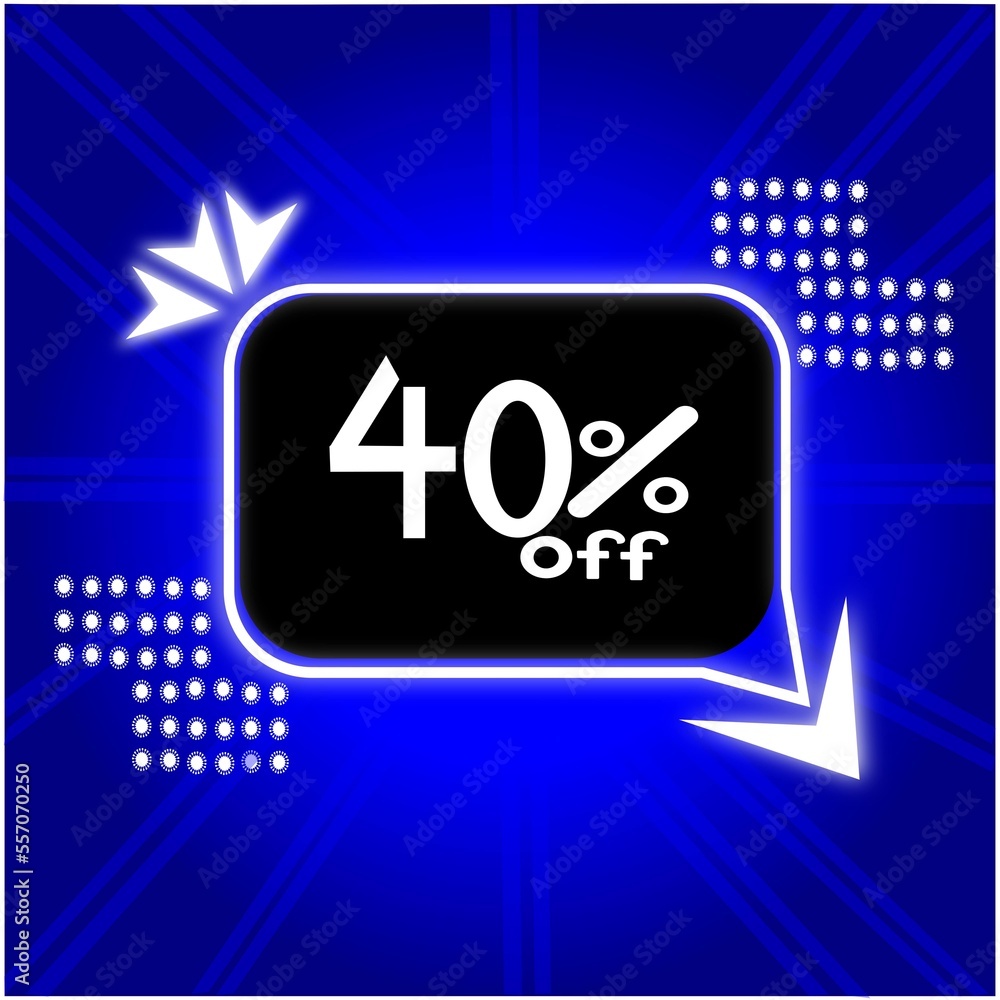 40 off,40 percent off inside black rectangle with white border with