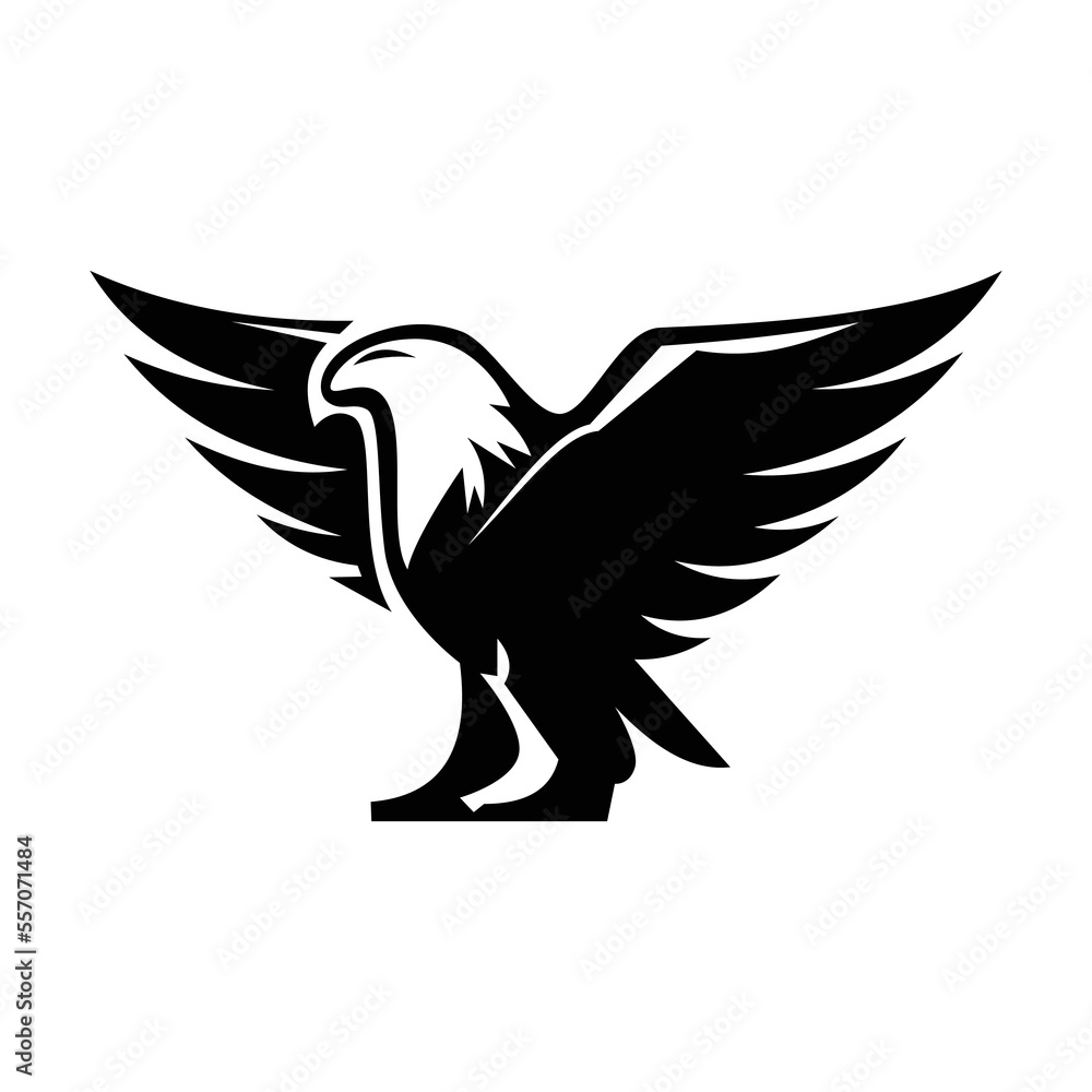 Obraz premium Eagle silhouette logo symbol design illustration. Clean logo mark design. Illustration for personal or commercial business branding.