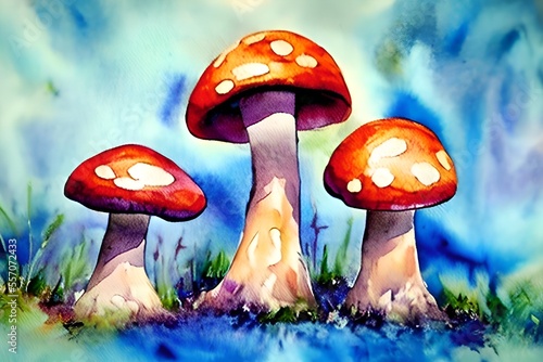 Psychedelia Mushroom Watercolor Painting 