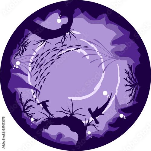 ocean under water background. Silhouette under water background