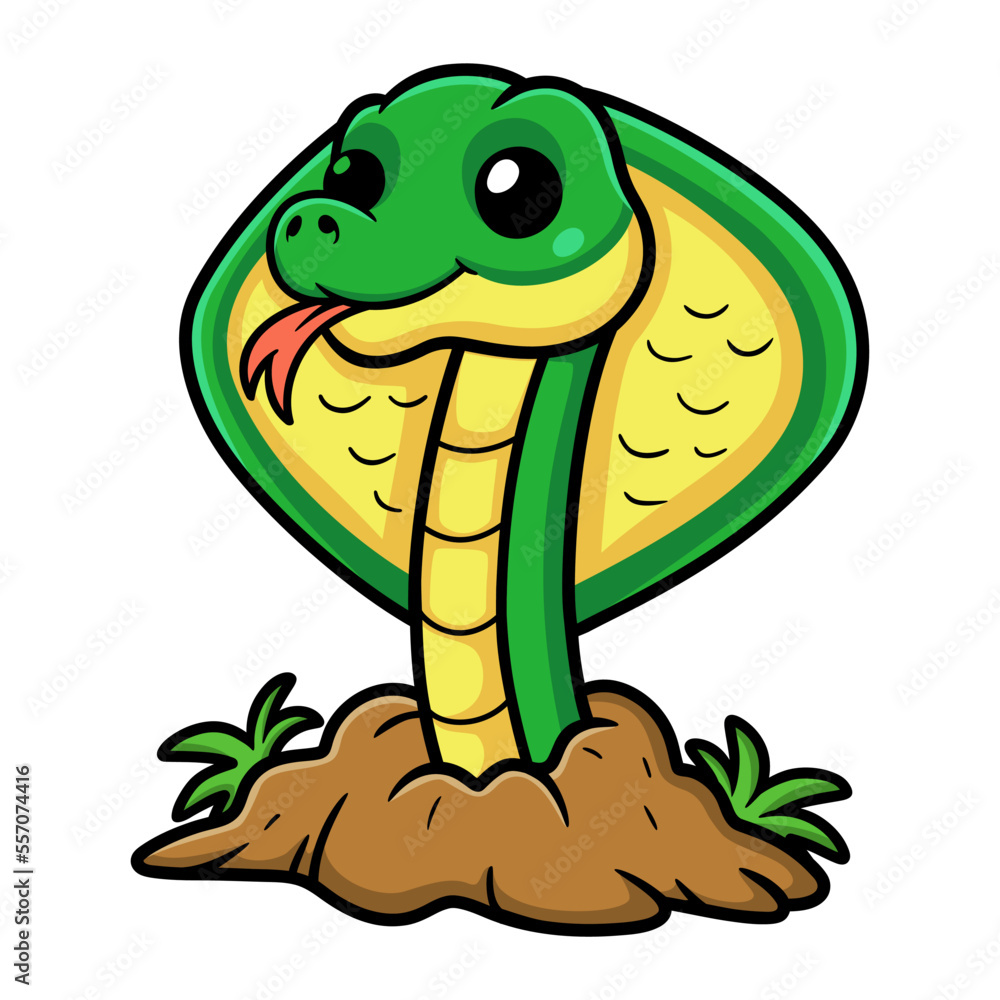 Fototapeta premium Cute little cobra snake cartoon