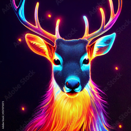 cute animal little pretty colorful deer portrait from a splash of watercolor illustration