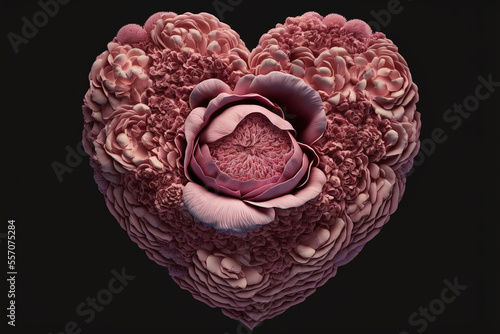 valentines day  pink heart  rose petals  art illustration