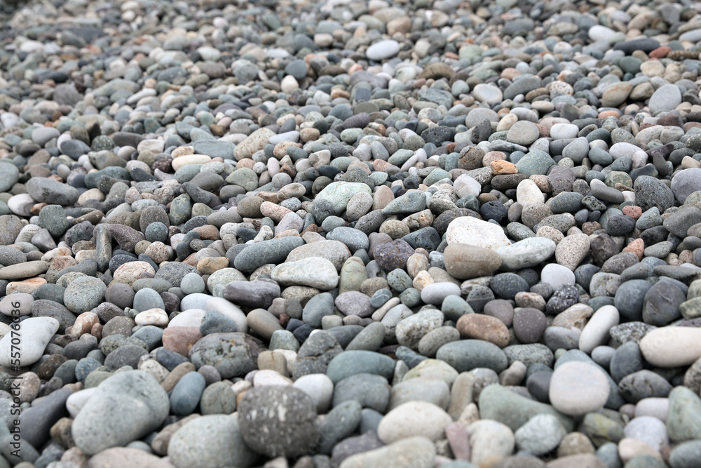 Many different pebbles as background, closeup view Many different pebbles as background, closeup view