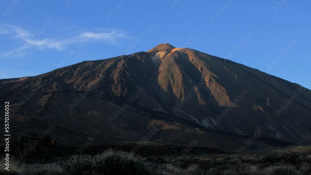 Summit of Teide volcano, scenic landscape at Teide National Park in Tenerife at Canary Islands of Spain, volcanic nature, sunny evening before the sunset, golden hour light, wide low angle shot Summit of Teide volcano, scenic landscape at Teide National Park in Tenerife at Canary Islands of Spain, volcanic nature, sunny evening before the sunset, golden hour light, wide low angle shot