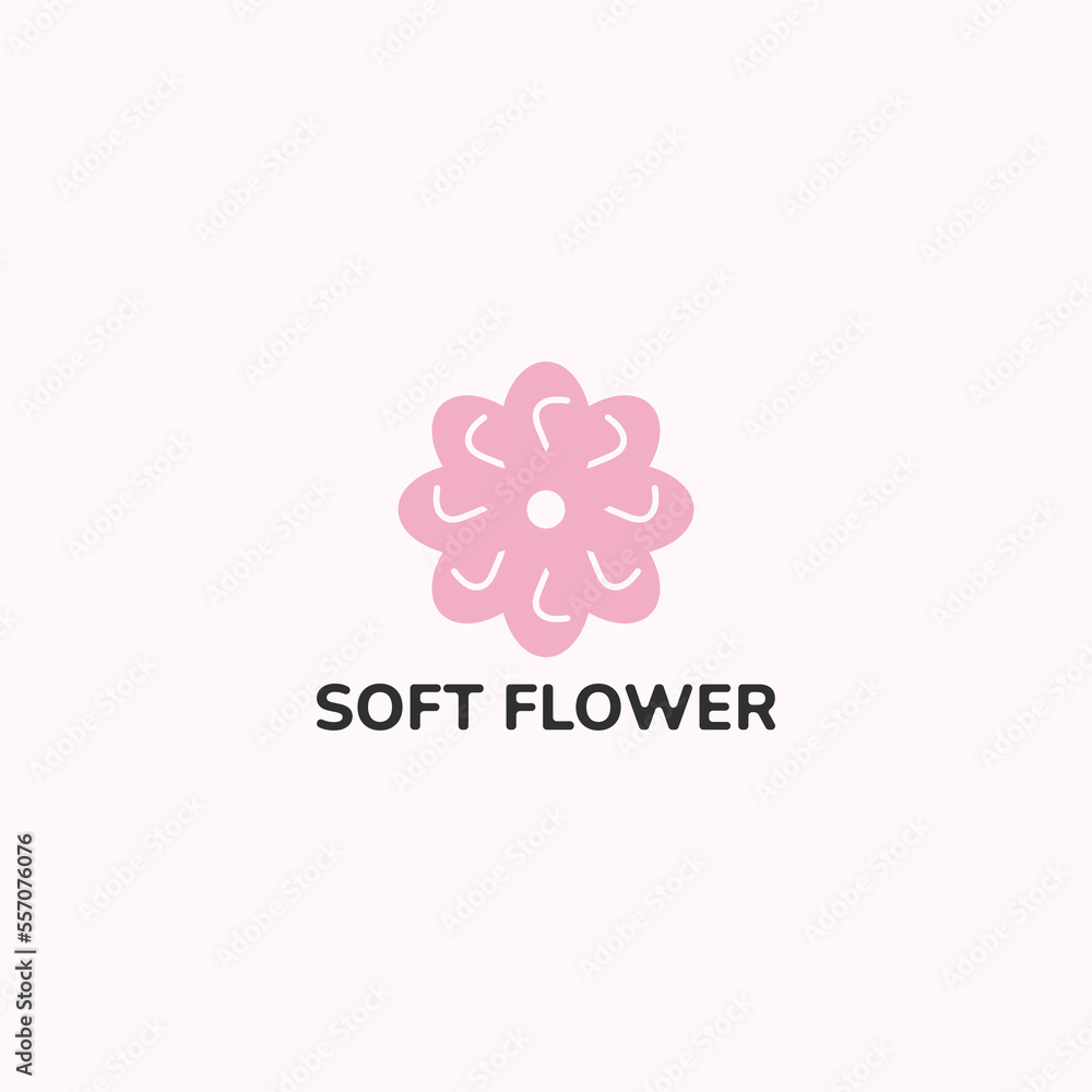 Simple flower logo in pink color.