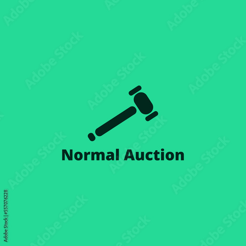 Angled hammer logo used for auction.