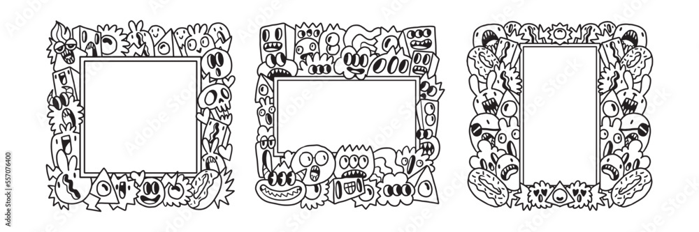 Hand drawn Abstrack doodle art frame Collection Hand drawn Abstrack doodle art frame Collection