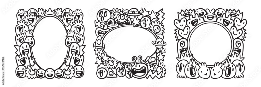Hand drawn Abstrack doodle art frame Collection Hand drawn Abstrack doodle art frame Collection
