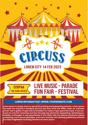 Carnival party poster template in flat design