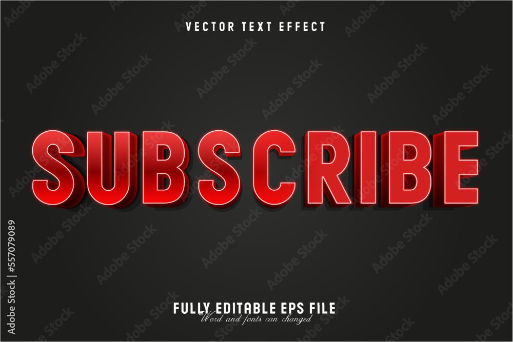 Subscribe 3d editable vector text effect