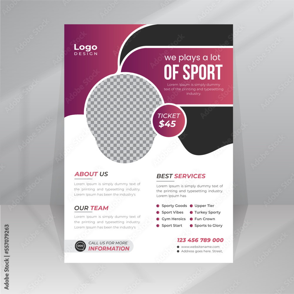 Sport Flyer poster template with photo