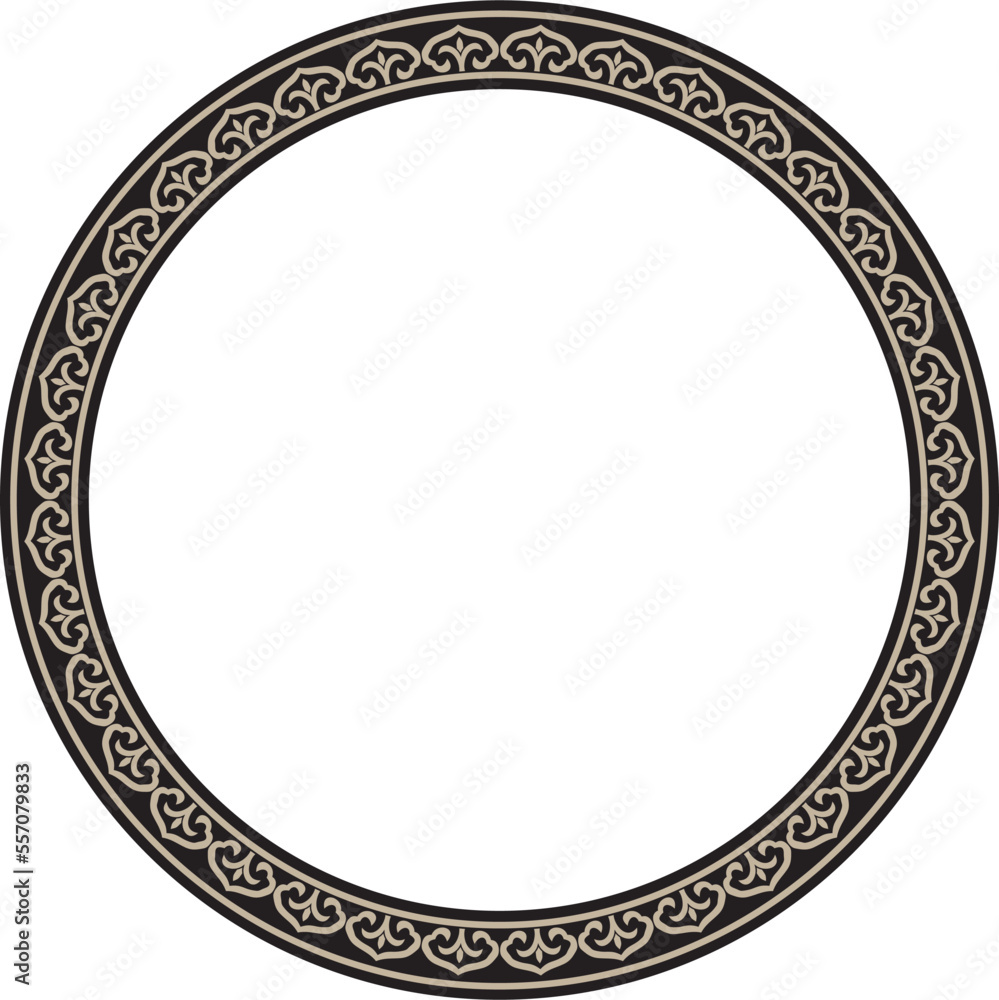 .Vector gold and black round Chinese ornament. Frame, border, circle, ring of Asian peoples of the East. .Vector gold and black round Chinese ornament. Frame, border, circle, ring of Asian peoples of the East.