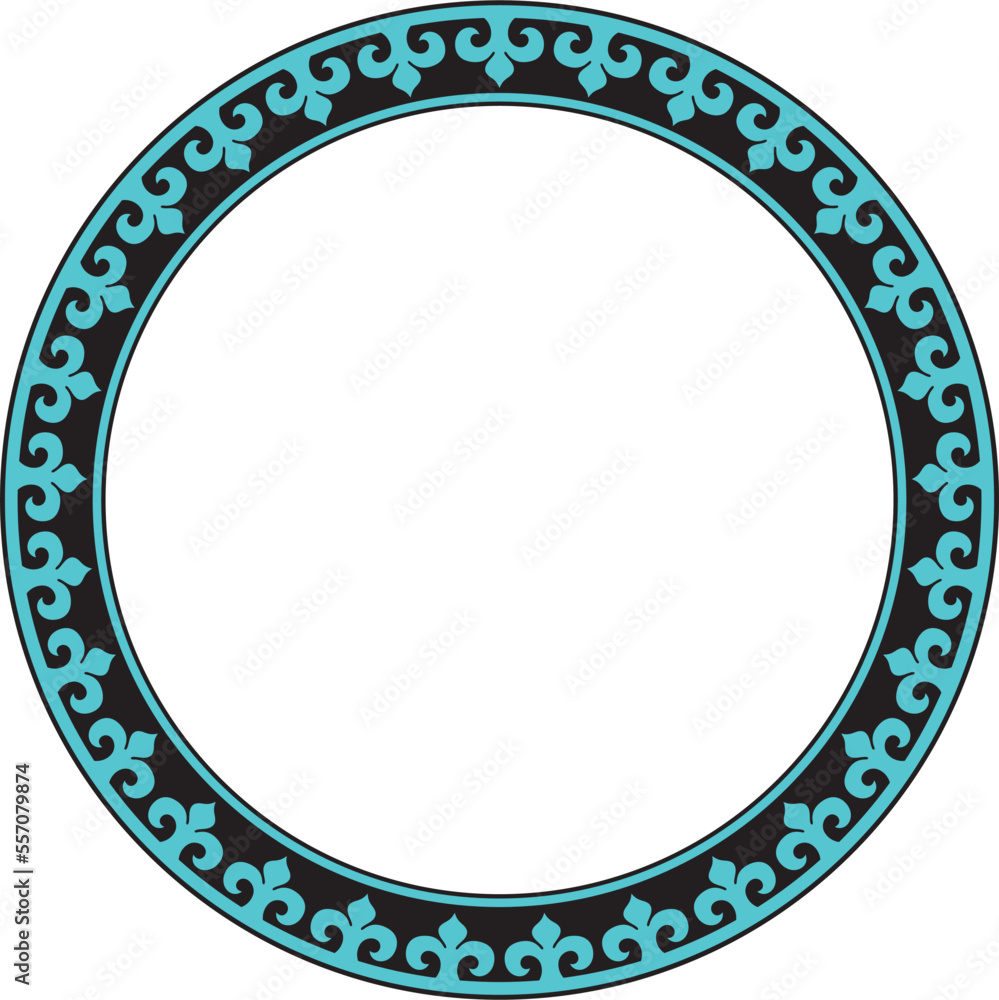 Vector blue and black Kazakh national round pattern, frame. Ethnic ornament of the nomadic peoples of Asia, the Great Steppe, Kazakhs, Kirghiz, Kalmyks, Mongols, Buryats, Turkmens Vector blue and black Kazakh national round pattern, frame. Ethnic ornament of the nomadic peoples of Asia, the Great Steppe, Kazakhs, Kirghiz, Kalmyks, Mongols, Buryats, Turkmens