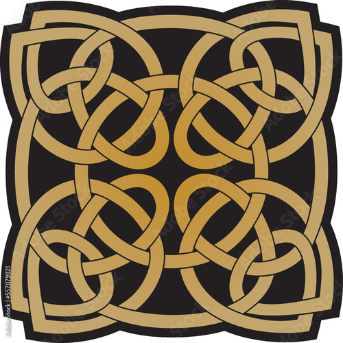 Vector gold and black Celtic knot. Ornament of ancient European peoples. The sign and symbol of the Irish, Scots, Britons, Franks.