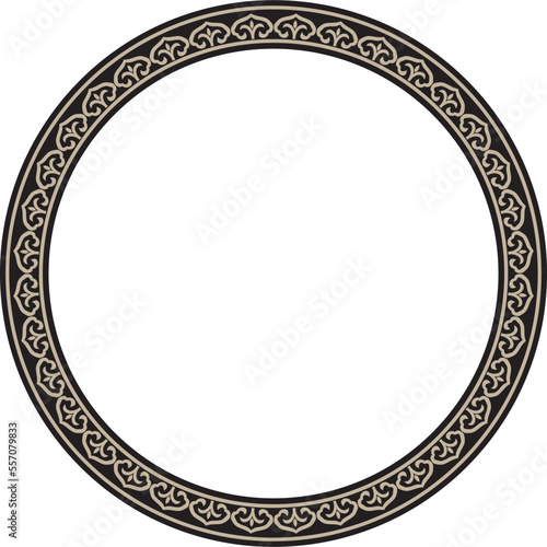 .Vector gold and black round Chinese ornament. Frame, border, circle, ring of Asian peoples of the East.