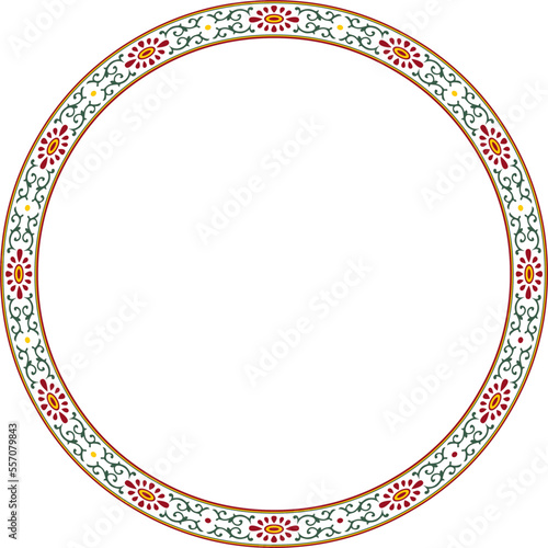 Vector round colored frame, border, Chinese ornament. Patterned circle, ring of the peoples of East Asia, Korea, Malaysia, Japan, Singapore, Thailand..