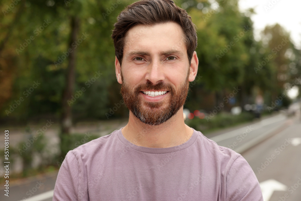 Portrait of handsome bearded man on street Portrait of handsome bearded man on street