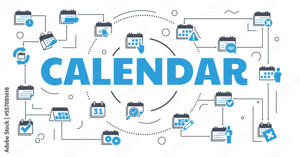 Calendar line banner. Minimalistic creativity and art. Graphic element for website. Time management, goal setting and planning, workflow organization concept. Cartoon flat vector illustration Calendar line banner. Minimalistic creativity and art. Graphic element for website. Time management, goal setting and planning, workflow organization concept. Cartoon flat vector illustration