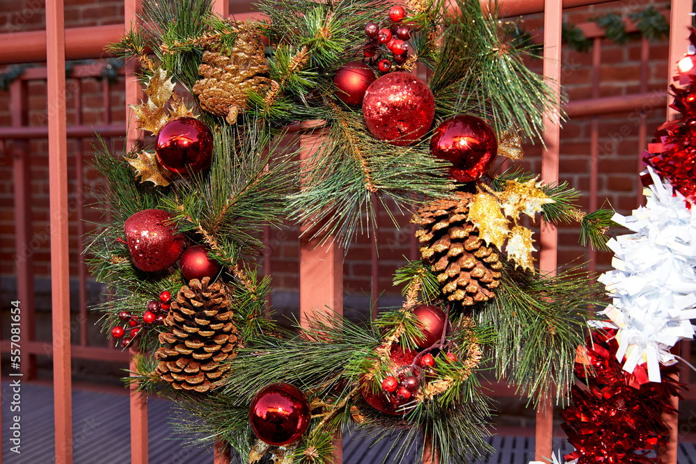 Christmas Wreath on a railing Christmas Wreath on a railing