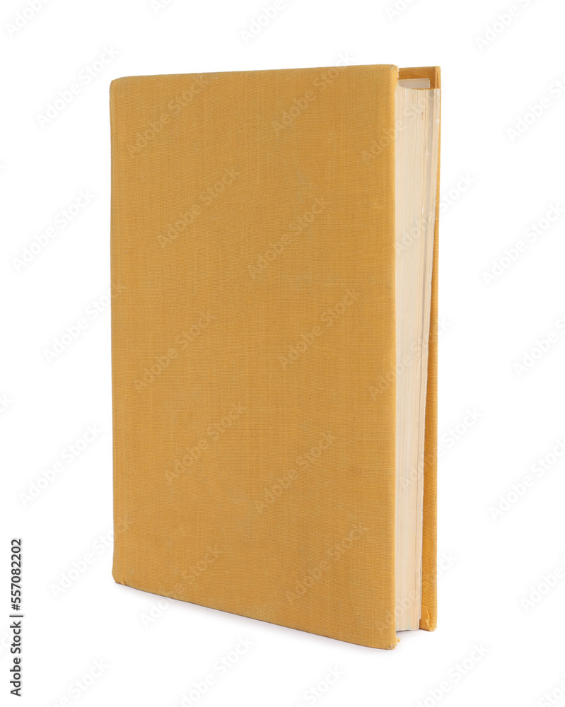 Closed old hardcover book isolated on white Closed old hardcover book isolated on white