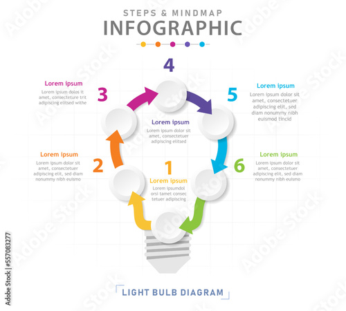 Infographic template for business. 6 Steps Modern Mindmap diagram with circles, presentation vector infographic.