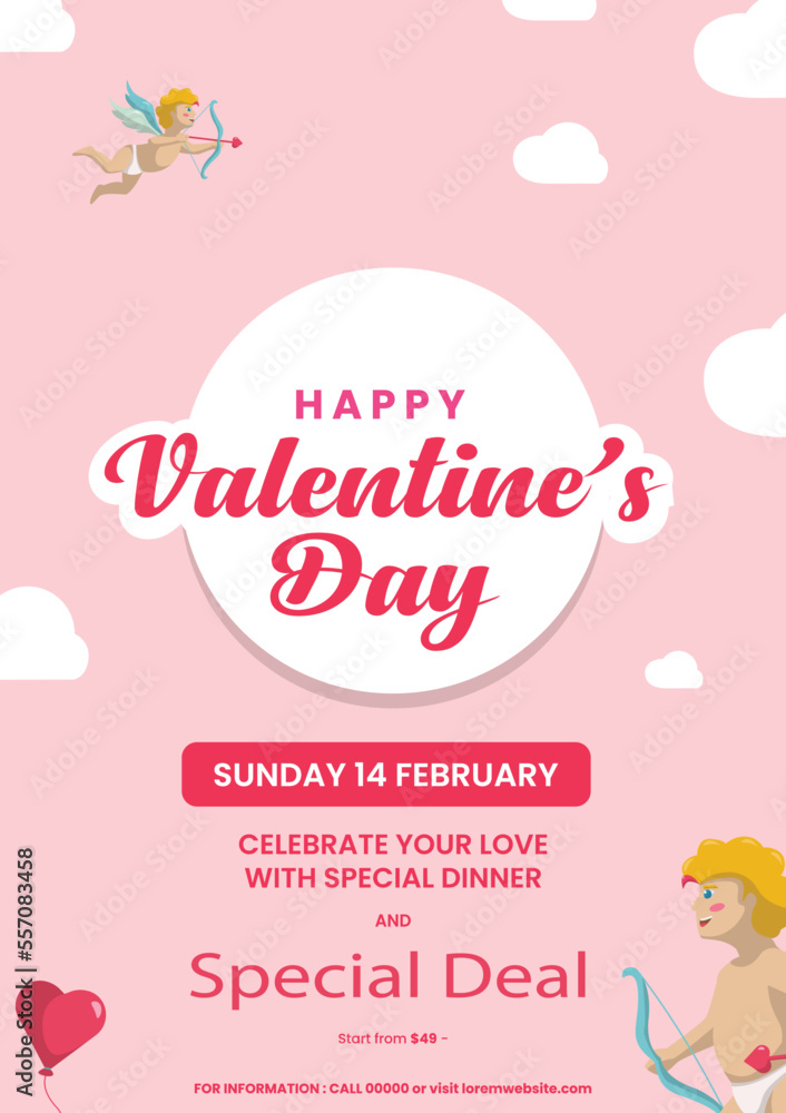 Happy valentine's day poster design template