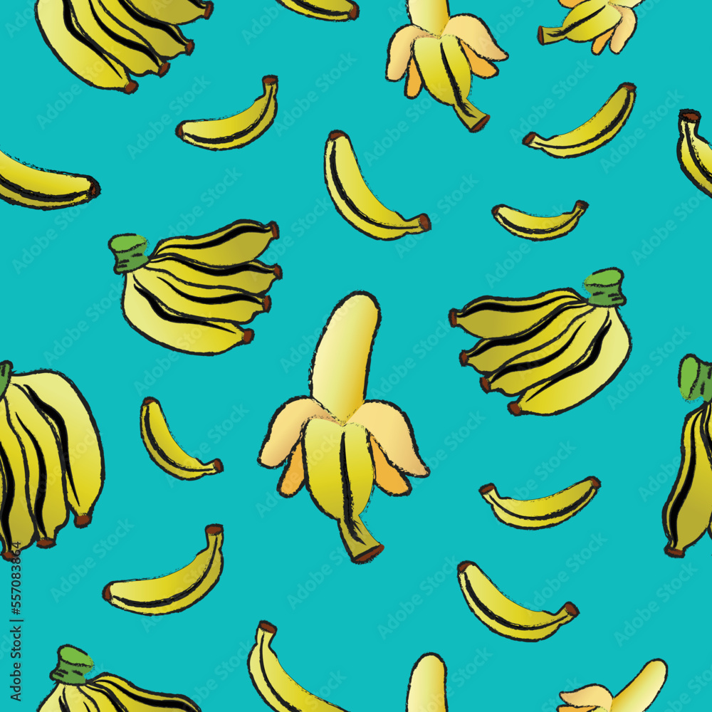 Banana pattern seamless vector on blue color background , fruit pattern seamless wallpaper