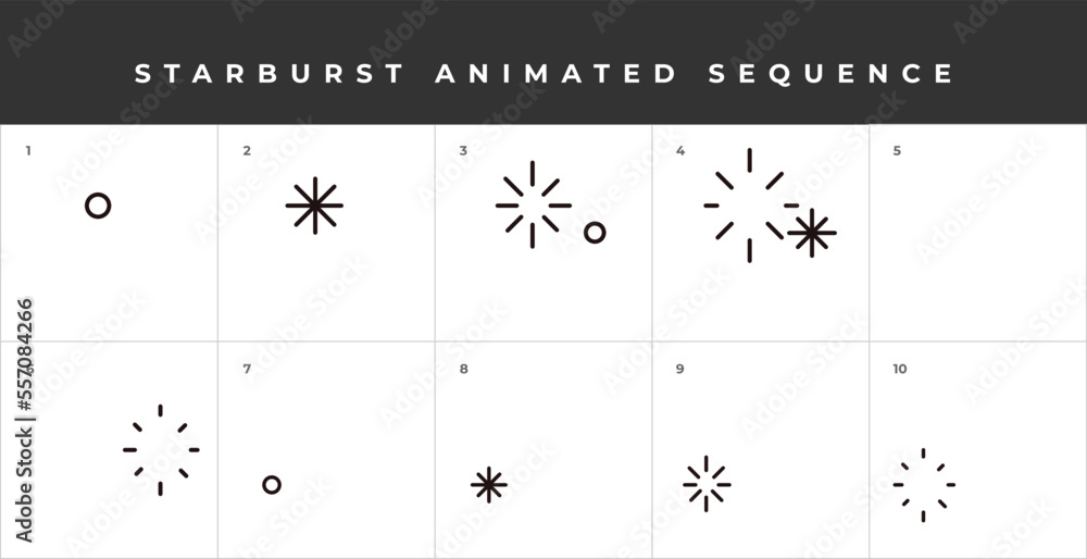 Starburst animated sequence. 10 image series to create animated gif.  Fireworks. Sparkle. Graphic element for animation. Stock-Vektorgrafik |  Adobe Stock