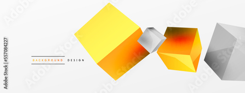 Free Download 3d vector abstract background. Flying cubes composition. Trendy techno business template for wallpaper, banner, background or landing - GFXLoad