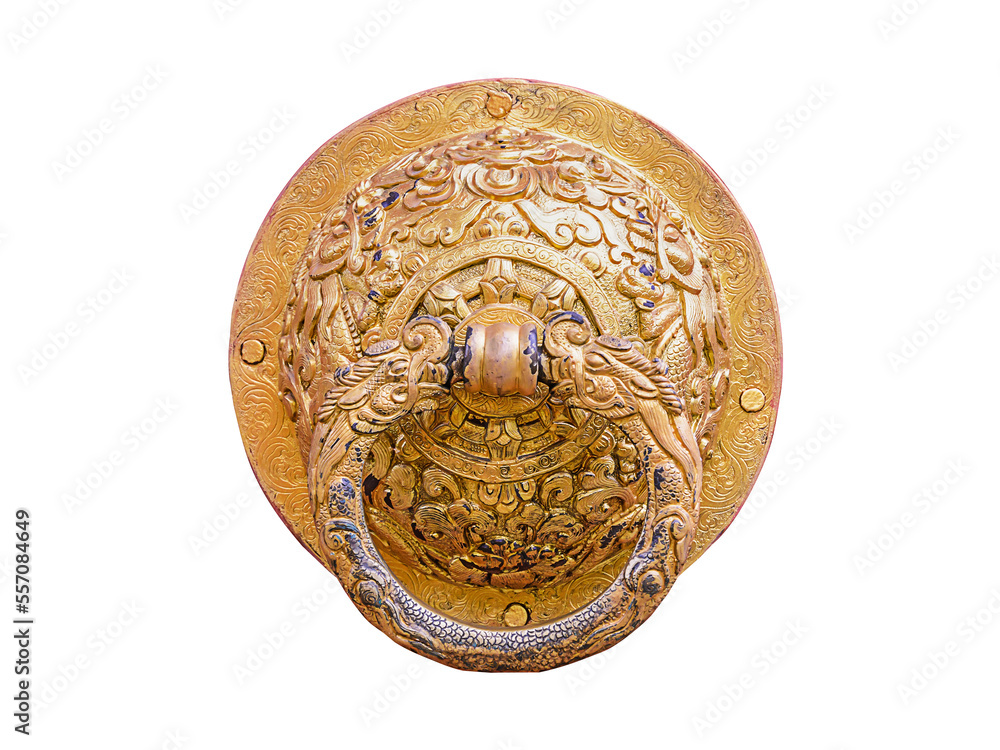 Close up old gold knocker Close up old gold knocker
