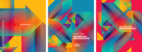 Set of abstract backgrounds. Overlapping geometric elements composition. Vector Illustration For Wallpaper, Banner, Background, Card, Book Illustration, landing page