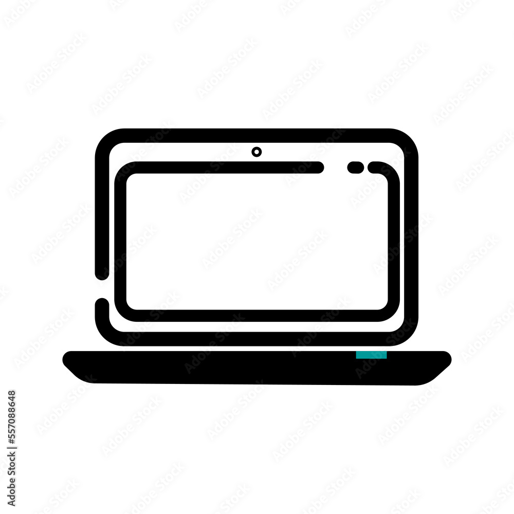 Laptop icon vector. Notebook pc symbol in black and white colors, isolated flat icon vector illustration graphic. Laptop icon vector. Notebook pc symbol in black and white colors, isolated flat icon vector illustration graphic.