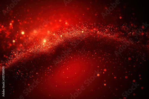 Background with abstract gold and red glitter, fireworks. Red and gold glitter vintage lights background. defocused. Beautiful Christmas background. Digital art 
