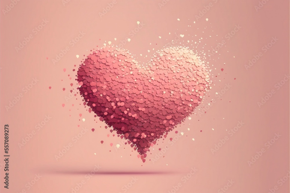 Flying heart shaped sparkles