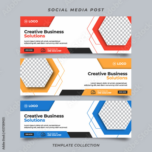 Creative banner solutions marketing agency business for social media post template