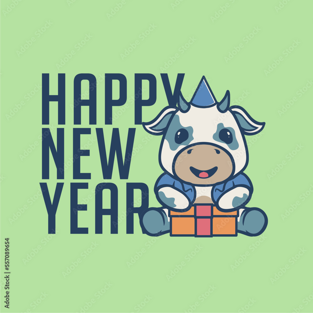 Naklejka premium CUTE COW NEWYEAR VECTOR