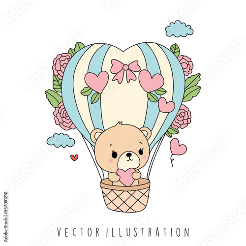 bear with hot air ballon