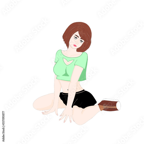 It is an image of an anime girl doing various poses.